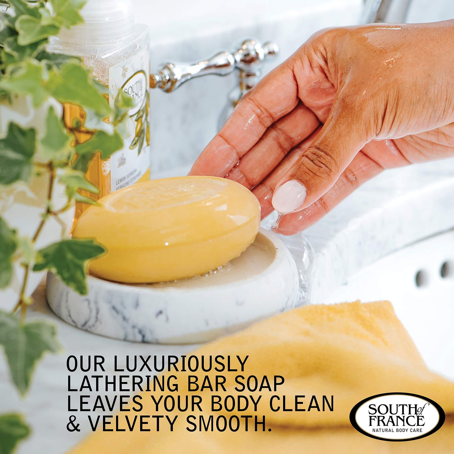 Lemon Verbena Clean Bar Soap by South of France Clean Body Care Triple-Milled French Soap with Organic Shea Butter + Essential Oils Vegan, Non-GMO Beauty & Personal Care South Of France
