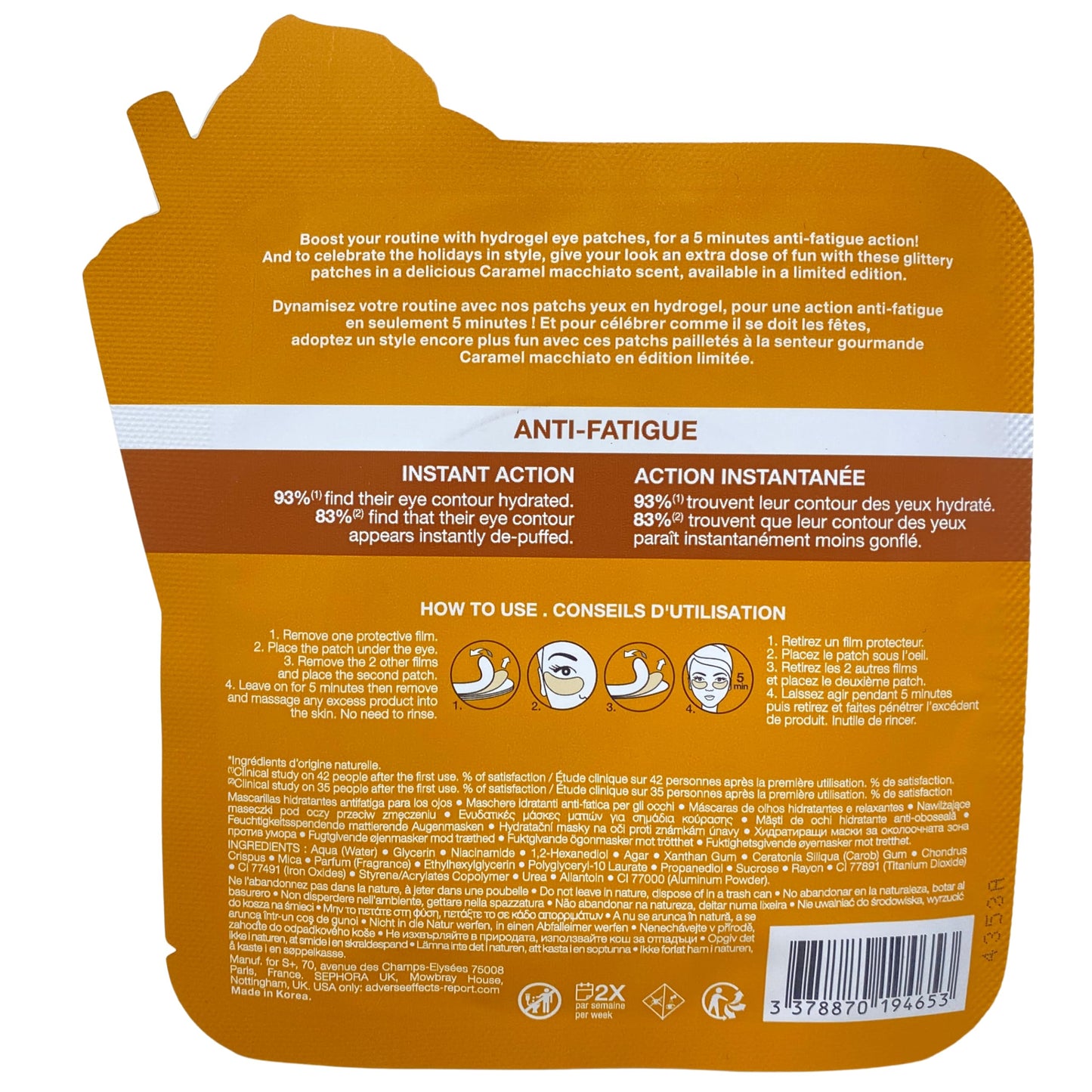 SEPHORA COLLECTION Eye Mask - Caramel Macchiato - 1 Pair Limited Edition Beauty & Personal Care SEPHORA