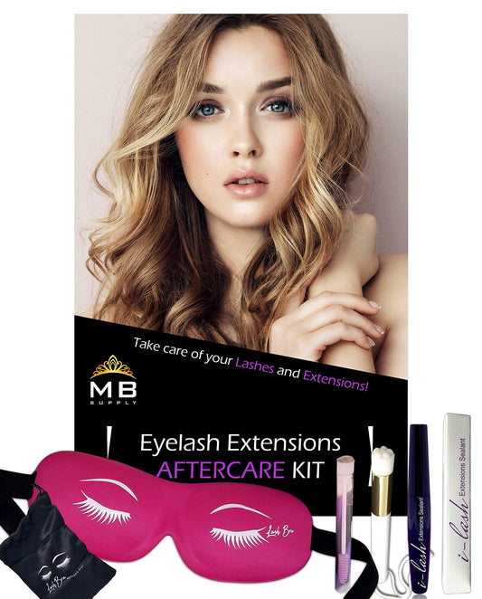 Eyelash Extensions Aftercare Kit With Sealant, Brush, Spoolie and 3D Deep Contour Sleep Mask! Protects Volume Lashes While Sleeping - PINK Lash Bra Beauty & Personal Care MBsupply
