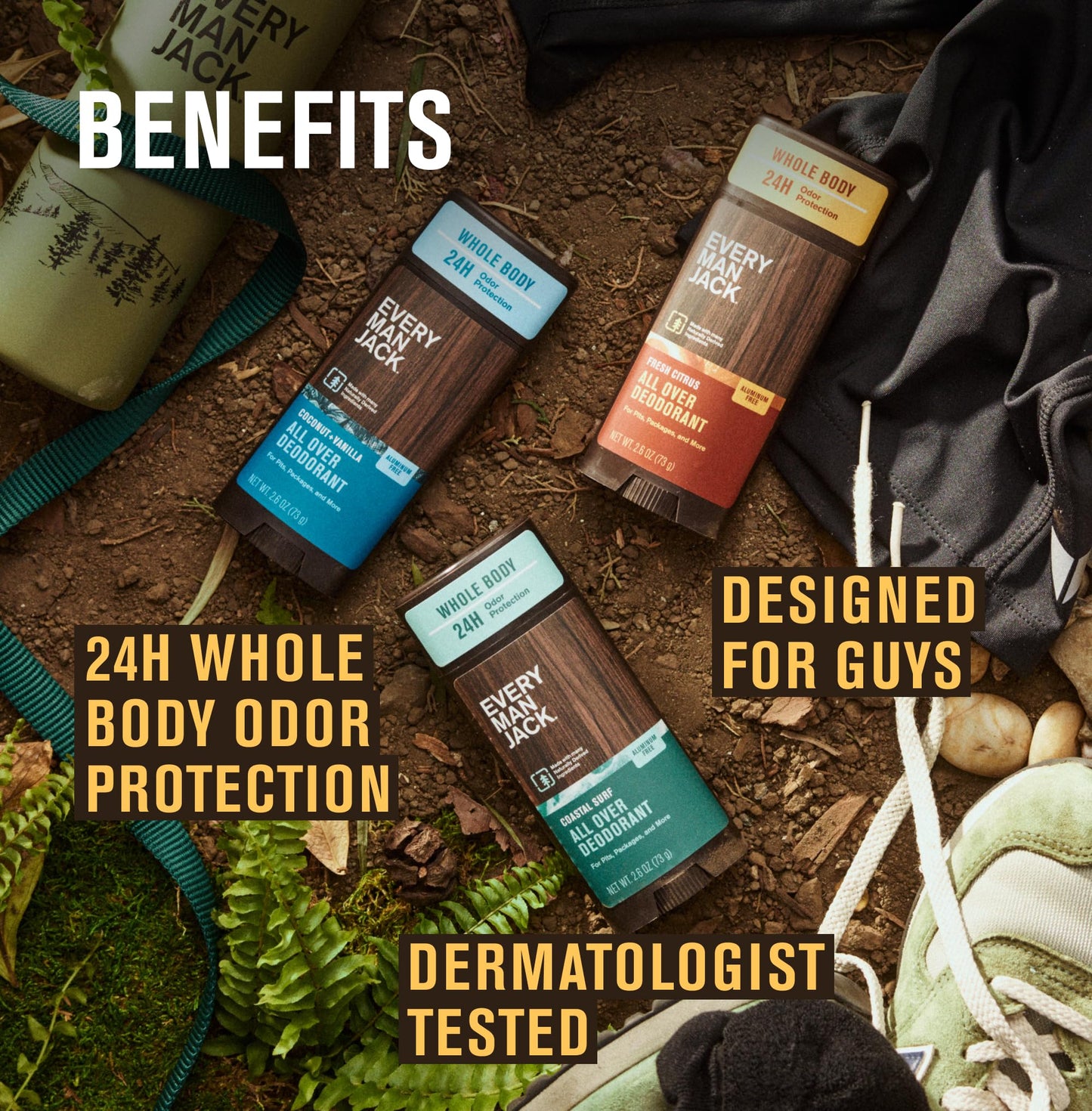 Every Man Jack All Over Deodorant - 24 Hour Whole Body Odor Protection - Aluminum Free - Fresh Citrus Scent 2.6 oz (1 Pack) Beauty and Personal Care Every Man Jack