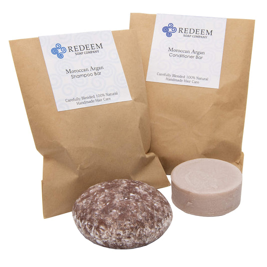PURE SABAO Moroccan Argan Shampoo and Conditioner Bars - Made in USA, Zero Waste, SLS & Paraben Free (3oz Shampoo, 1oz Conditioner) Beauty & Personal Care PURE SABAO