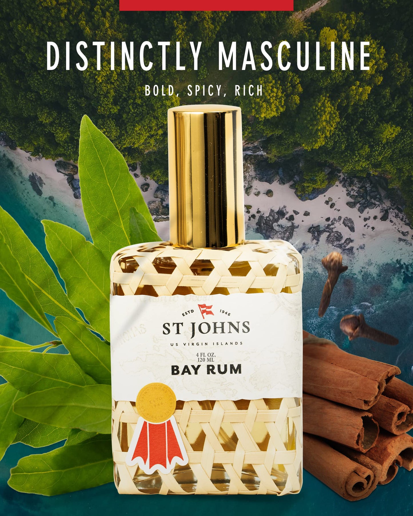 St. John Bay Rum Aftershave and Cologne - Made with Bay Leaves from The Virgin Islands - Bay Leaf After Shave Fragrance for Men - (4 oz) Beauty and Personal Care St. John