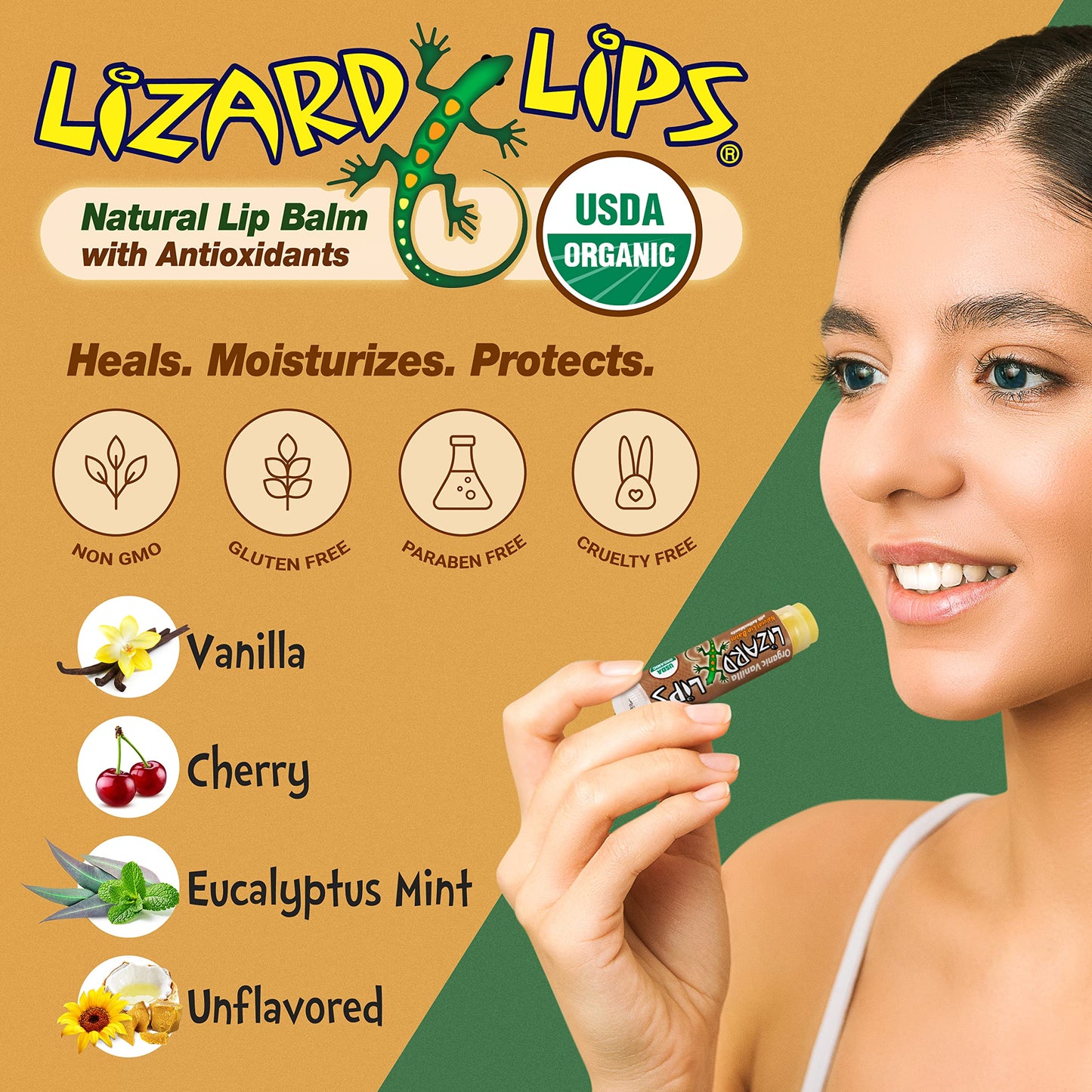 Lizard Lips USDA Certified Organic Lip Balm (Vanilla Mint) Beauty & Personal Care Lizard Lips