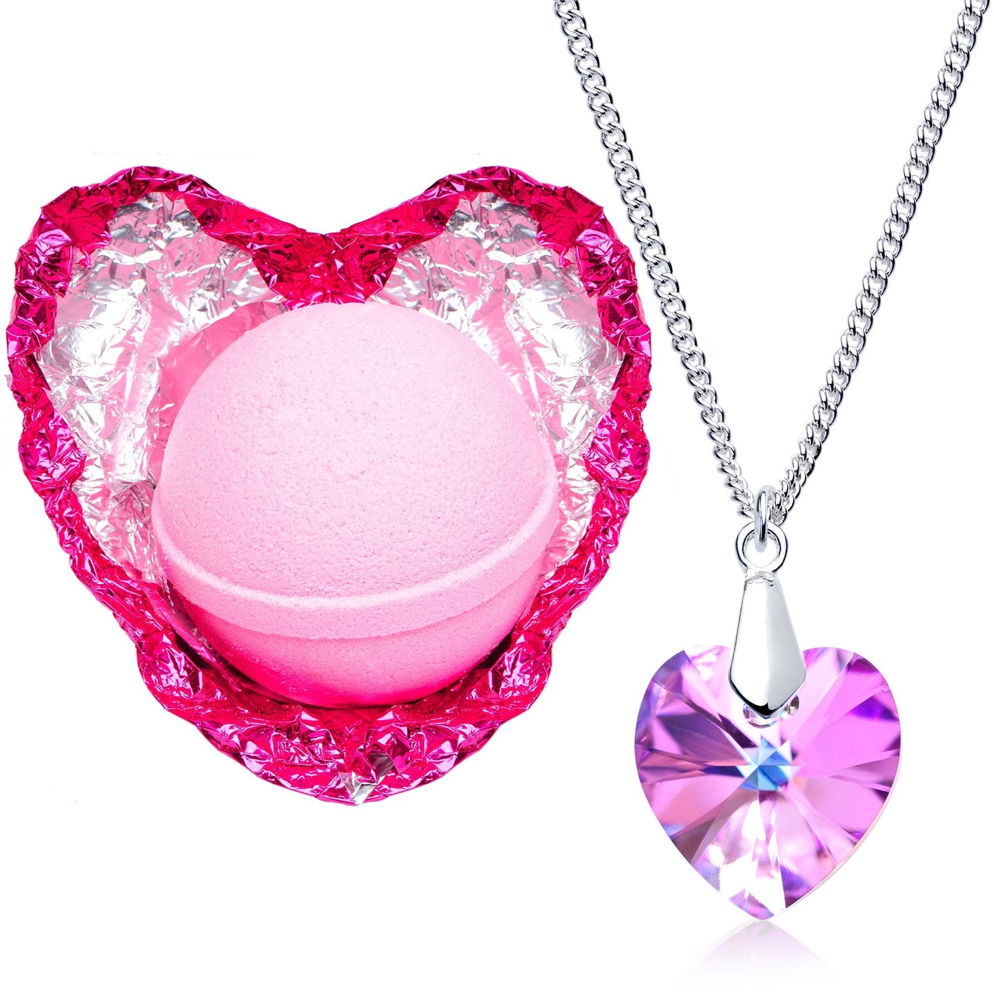 Love Potion Bath Bomb with Necklace Created with Crystal Extra Large 10 oz. Made in USA Beauty & Personal Care Jackpot Candles