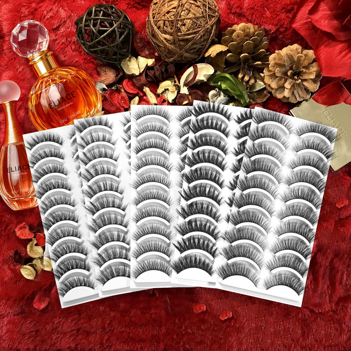Eliace Eyelashes, (50 Pairs,5 Styles) Luxurious Faux Mink Lashes Natural Look Wispy Fluffy Handmade Cat Eye False Lash Pack, False Eyelashes Set, Fake Beauty & Personal Care Eliace