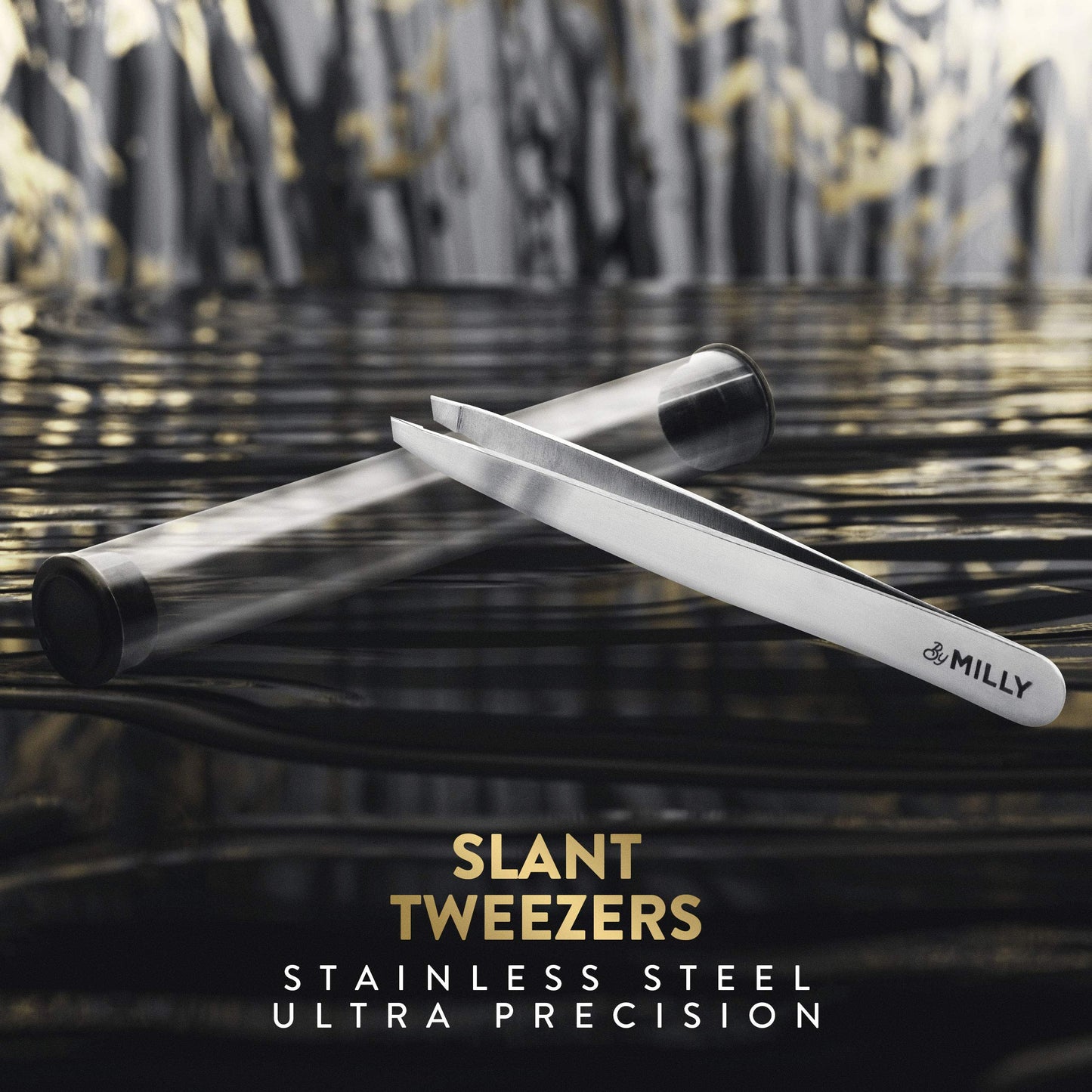 By MILLY Professional Slanted Tweezers for Women & Men | High Carbon Stainless Steel Sharp Tweezer | Tweezers for Women Facial Hair Plucking Beauty & Personal Care By MILLY