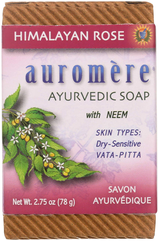 Auromere Ayurvedic Bar Soap, Himalayan Rose - Eco Friendly, Handmade, Vegan, Cruelty Free, Natural, Non GMO (2.75 oz), 1 pack Beauty & Personal Care Auromere