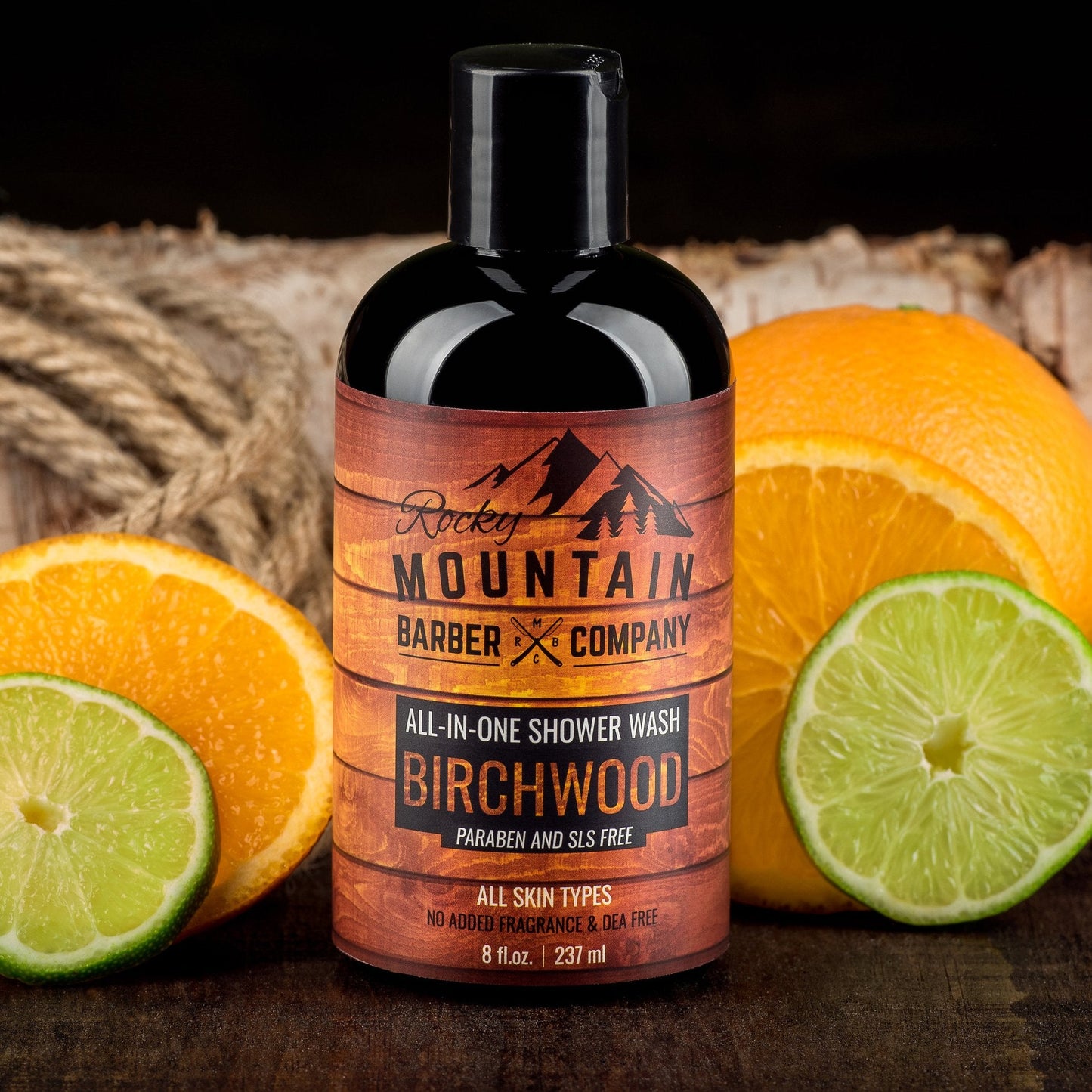 Rocky Mountain Barber Company Birchwood All-In-One Body Wash - Shampoo, Body Wash, Conditioner, Face Wash & Beard Wash with Essential Oils - 8 oz Beauty & Personal Care Rocky Mountain Barber Company