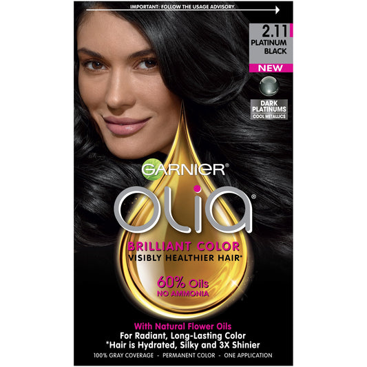 Garnier Hair Color Olia Oil Powered Permanent Hair Color, 2.11 Platinum Bla
