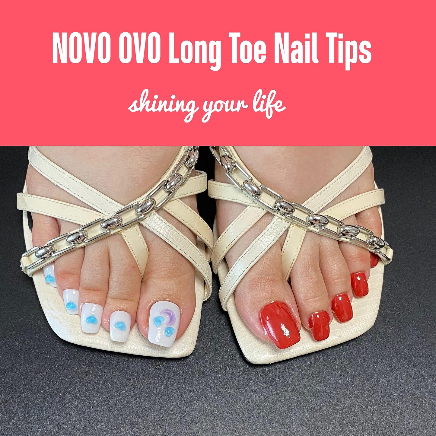NOVO OVO 120 pcs Long Toe Nail Tips Press on, Curved Full Cover Longtoes Claw, Clear Double Matte Pre-filed Nail Extension for Pedicure Acrylic Beauty & Personal Care NOVO OVO