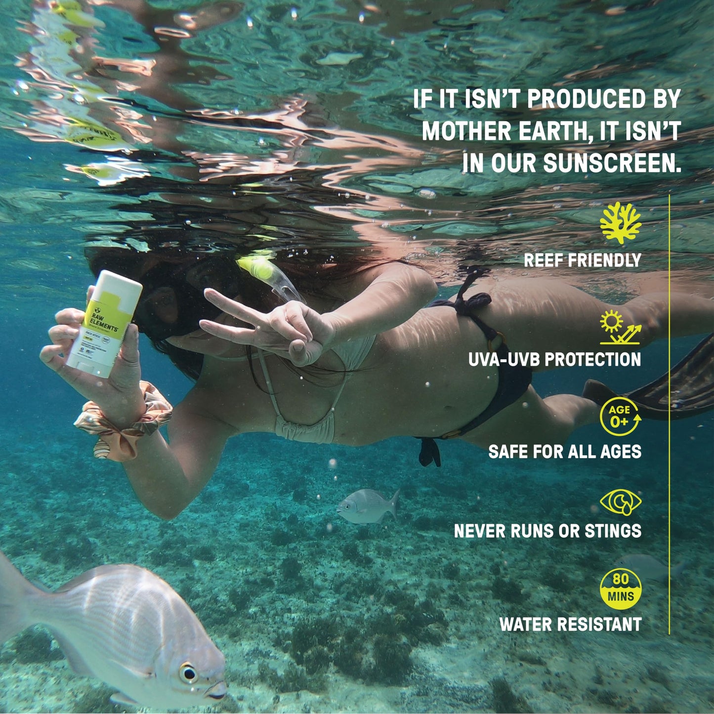 Raw Elements Face Stick SPF 50 All-Natural Mineral Sunscreen - Reef Safe, Water Resistant, Broad Spectrum UVA/UVB Protection, Safe For All Ages Beauty & Personal Care Raw Elements