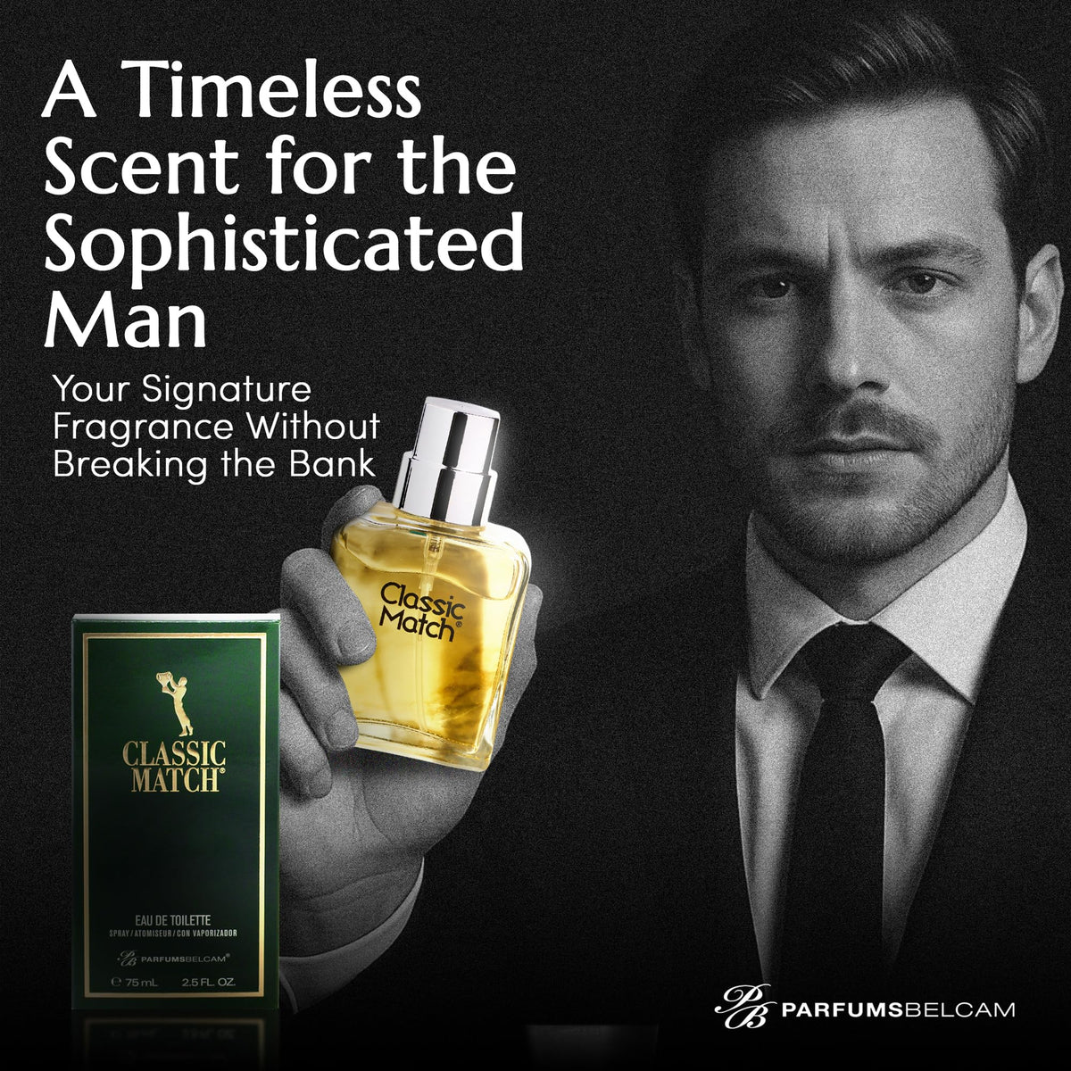 PB ParfumsBelcam Classic Match Green Eau De Toilette Spray for Men - Fresh Chypre Cologne, Bergamot, Basil, Musk, Long-Lasting Masculine Fragrance Beauty & Personal Care PB ParfumsBelcam