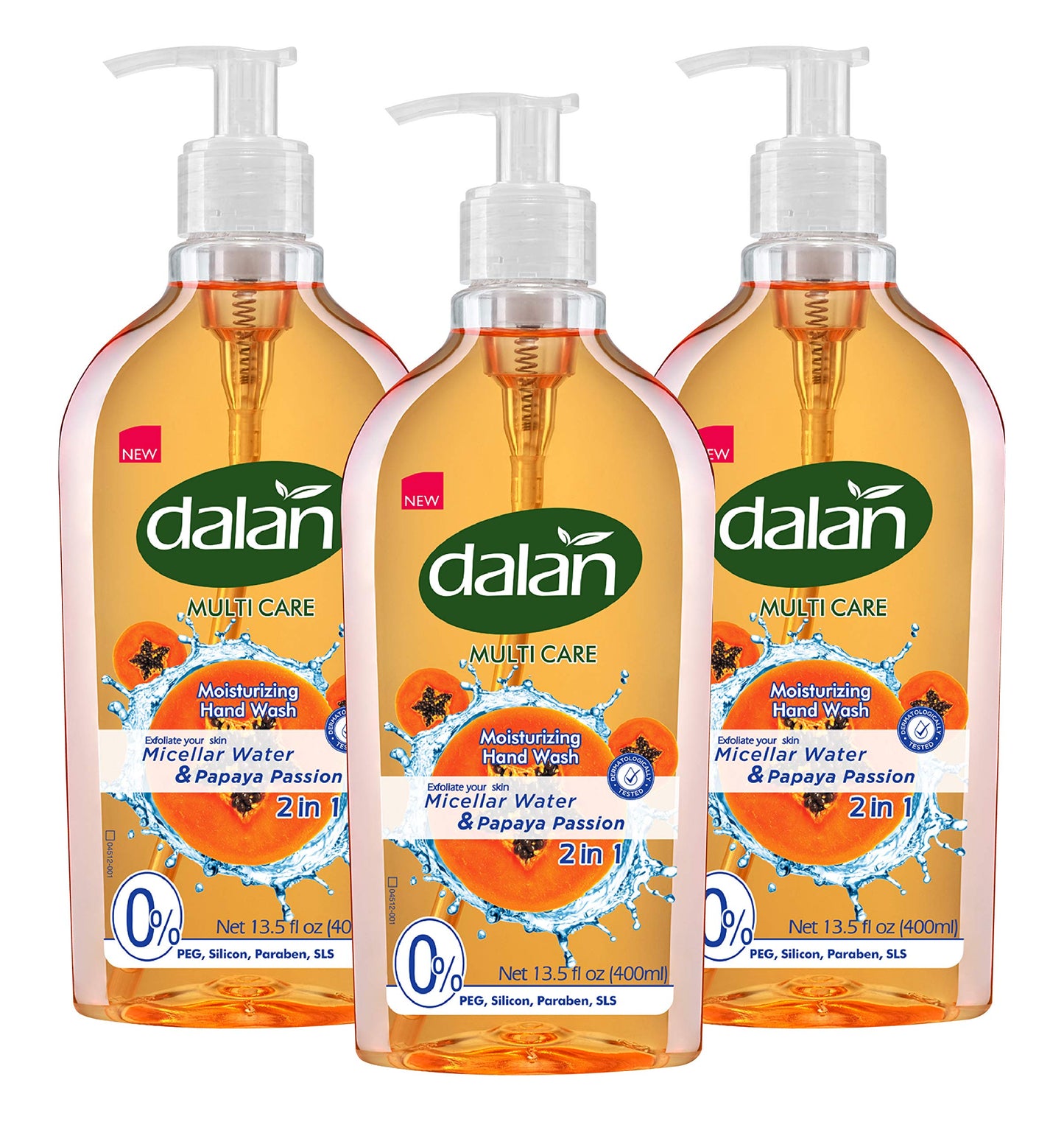 Dalan Papaya Passion Multicare Ultra Moisturizing Liquid Hand Soap for Normal and Dry Hands Fresh Clean and Soft Feeling (13.5 Fl Oz / 400 mL (Pack Beauty & Personal Care Dalan