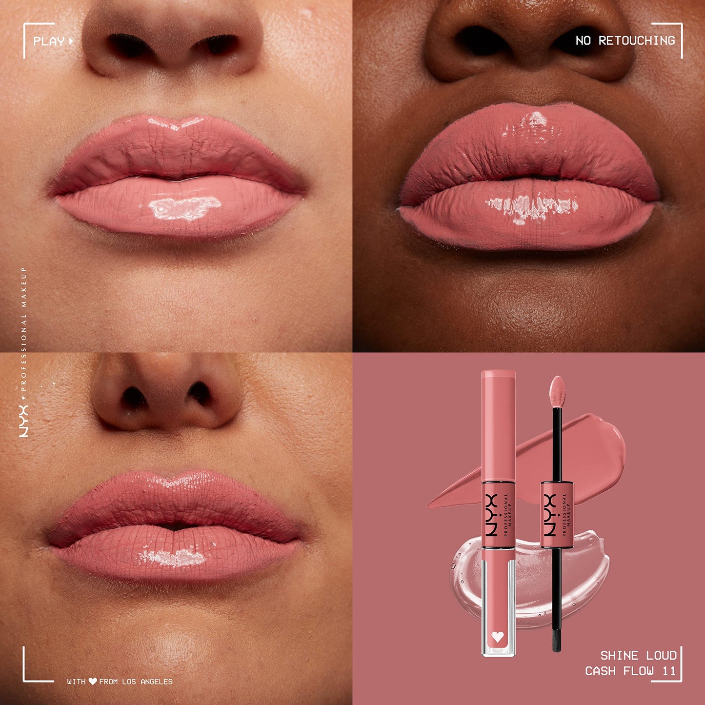 NYX PROFESSIONAL MAKEUP Shine Loud, Long-Lasting Liquid Lipstick with Clear Lip Gloss - Cash Flow (Light Dusty Rose) Beauty & Personal Care NYX PROFESSIONAL MAKEUP