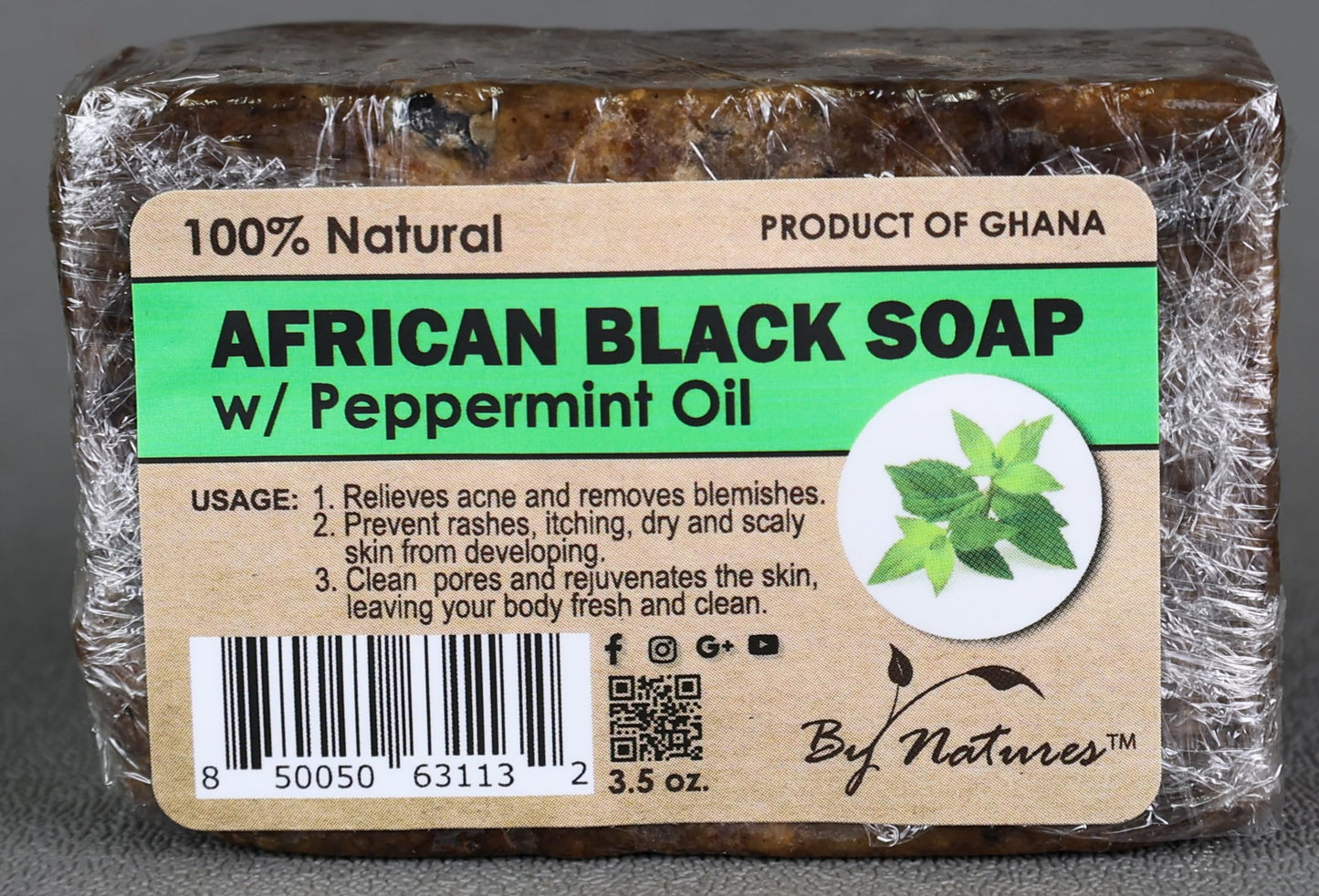 By Natures African Black Soap Peppermint Oil 3.5 Oz (Pack of 1) Beauty & Personal Care By Natures