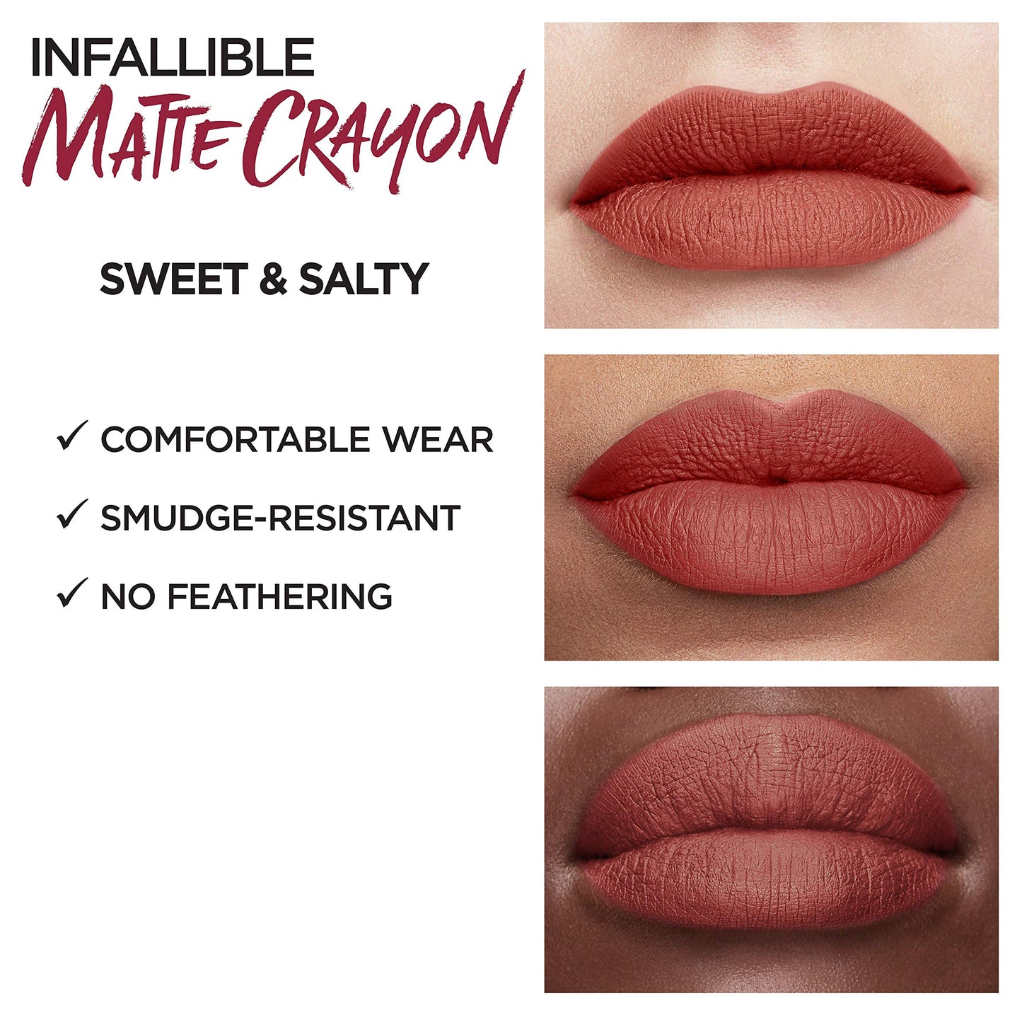 L’Oréal Paris Infallible Matte Lip Crayon, Sweet and Salty (Packaging May Vary) Beauty & Personal Care L'Oreal Paris