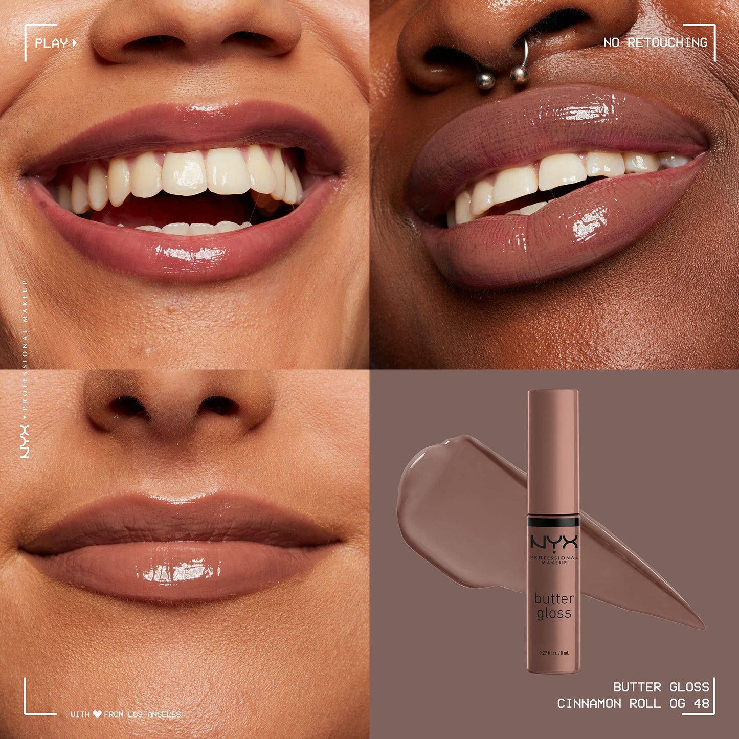 NYX PROFESSIONAL MAKEUP Butter Gloss Brown Sugar, Non-Sticky Lip Gloss - Cinnamon Roll (Grey Brown) Beauty & Personal Care NYX PROFESSIONAL MAKEUP
