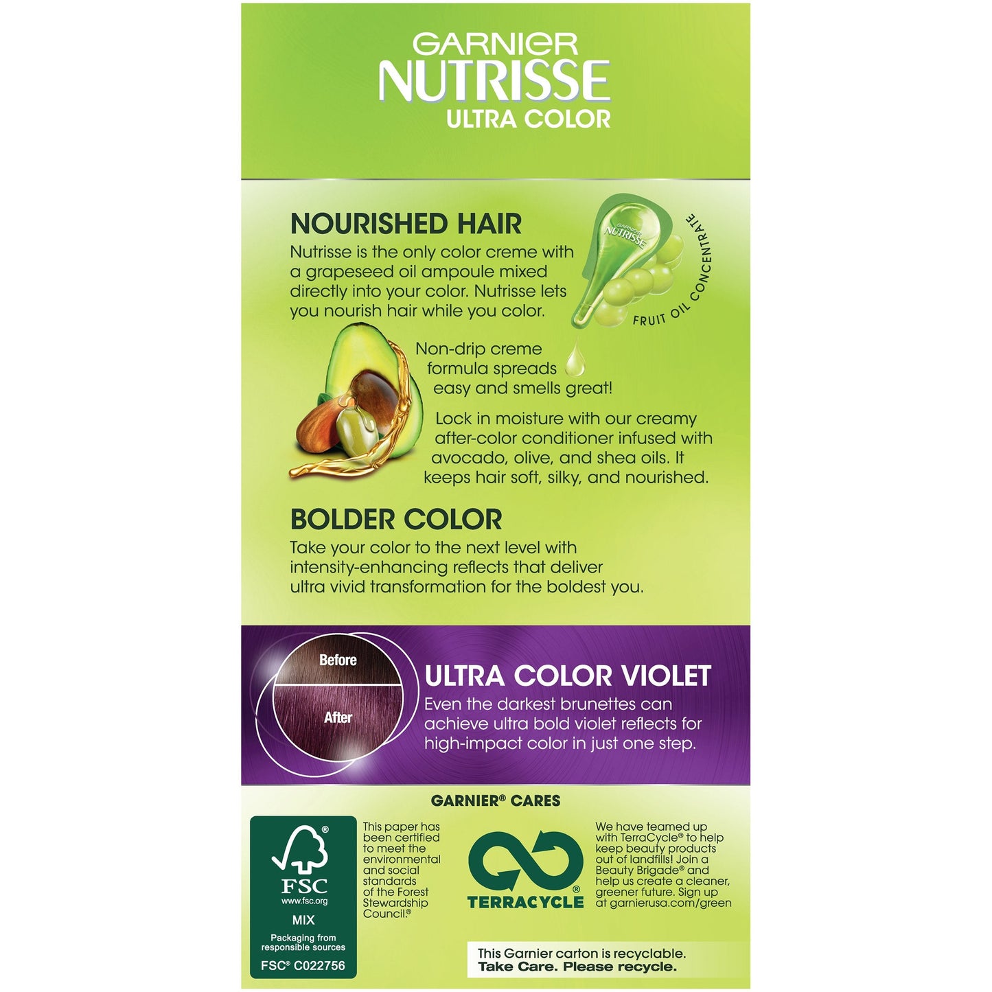 Garnier Nutrisse Ultra Color Nourishing Permanent Hair Color Cream, V2 Dark Intense Violet (1 Kit) Purple Hair Dye Beauty & Personal Care Garnier