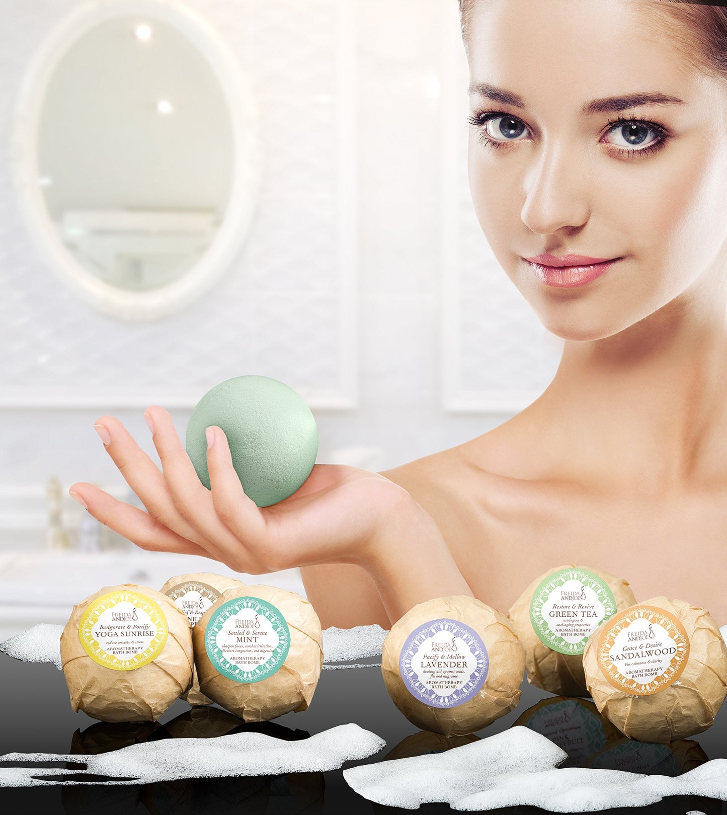 Home Spa Gift Basket Calming Relaxation Aromatherapy Bath Bombs, 6 Refreshing, Aromatic Scents to Moisturize, Revitalize, Rejuvenate Mind, Body & Soul Beauty and Personal Care Freida and Joe