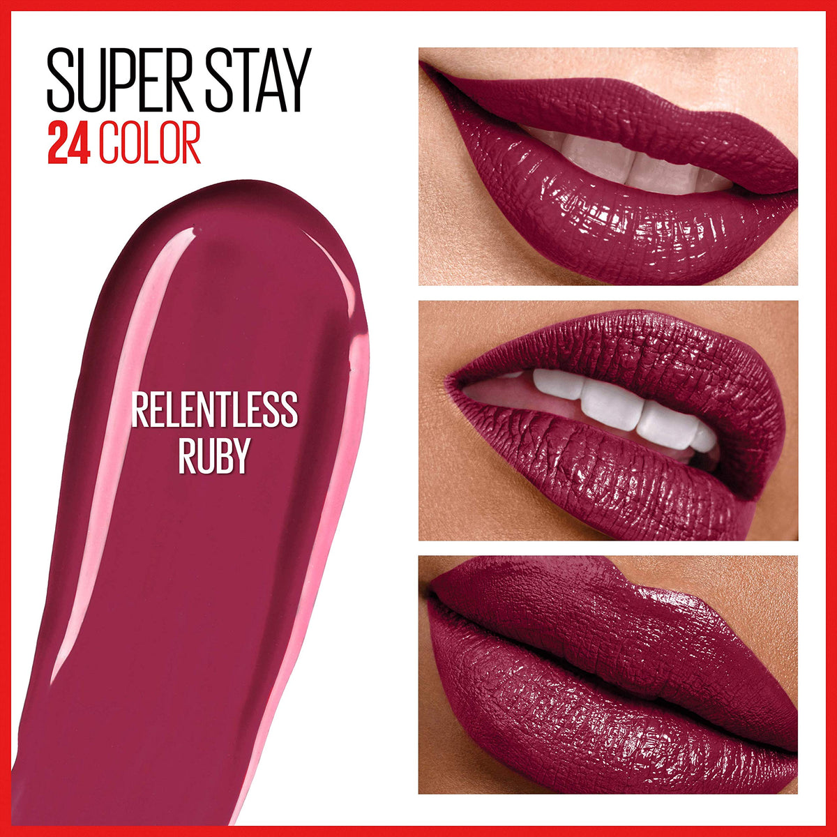Maybelline Super Stay 24, 2-Step Liquid Lipstick Makeup, Long Lasting Highly Pigmented Color with Moisturizing Balm, Relentless Ruby, Ruby Red, 1 Beauty & Personal Care MAYBELLINE