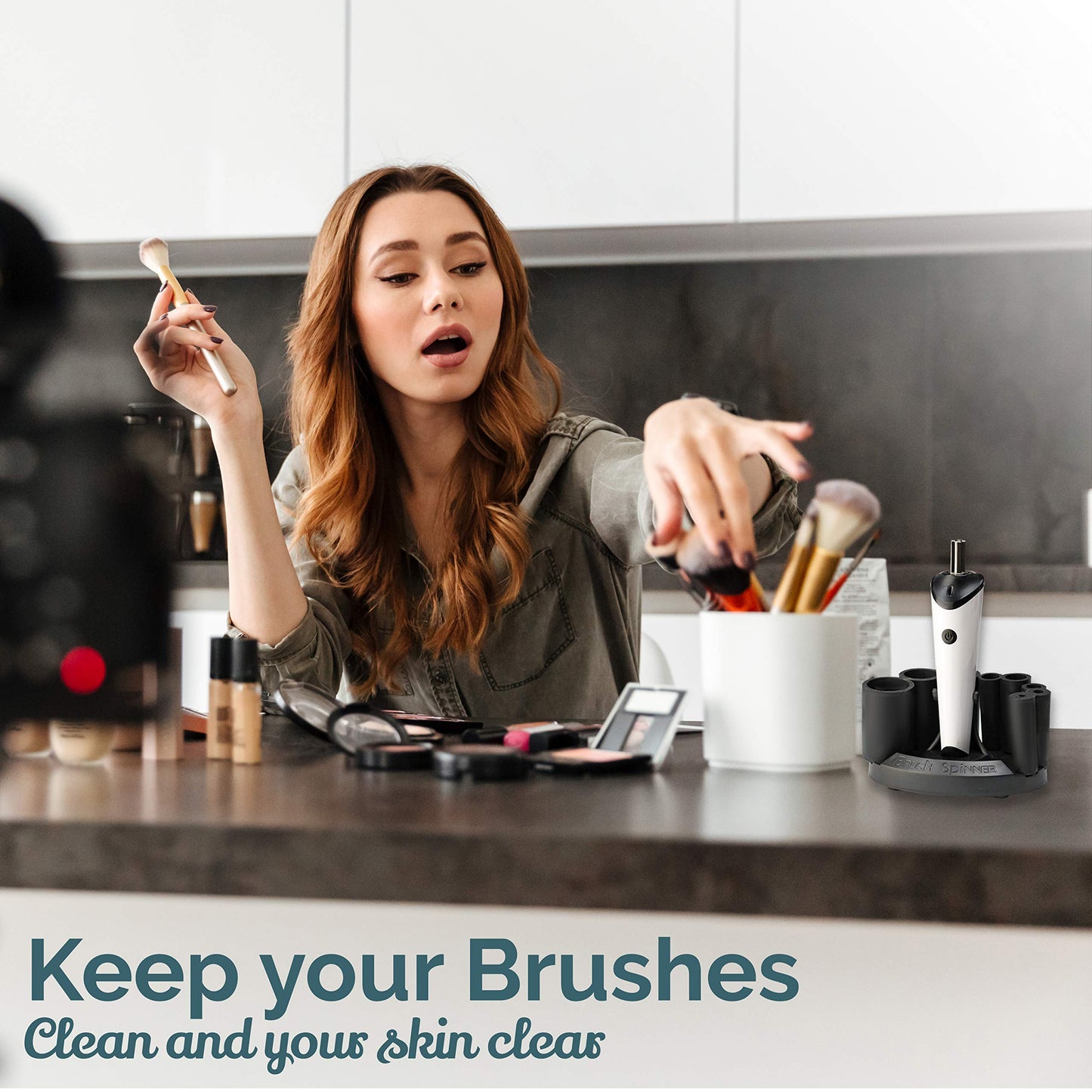 Luxe Electric Makeup Brush Cleaner Machine with Cleaning Solution - USB Charging Station, Automatic Brush Washer and Dryer - 3 Adjustable Speeds Beauty & Personal Care Luxe