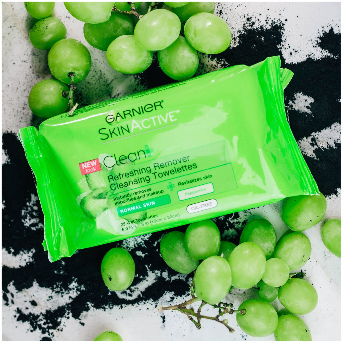 Garnier SkinActive Clean+ Refreshing Makeup Remover Wipes, Normal Skin, 25 ct.
