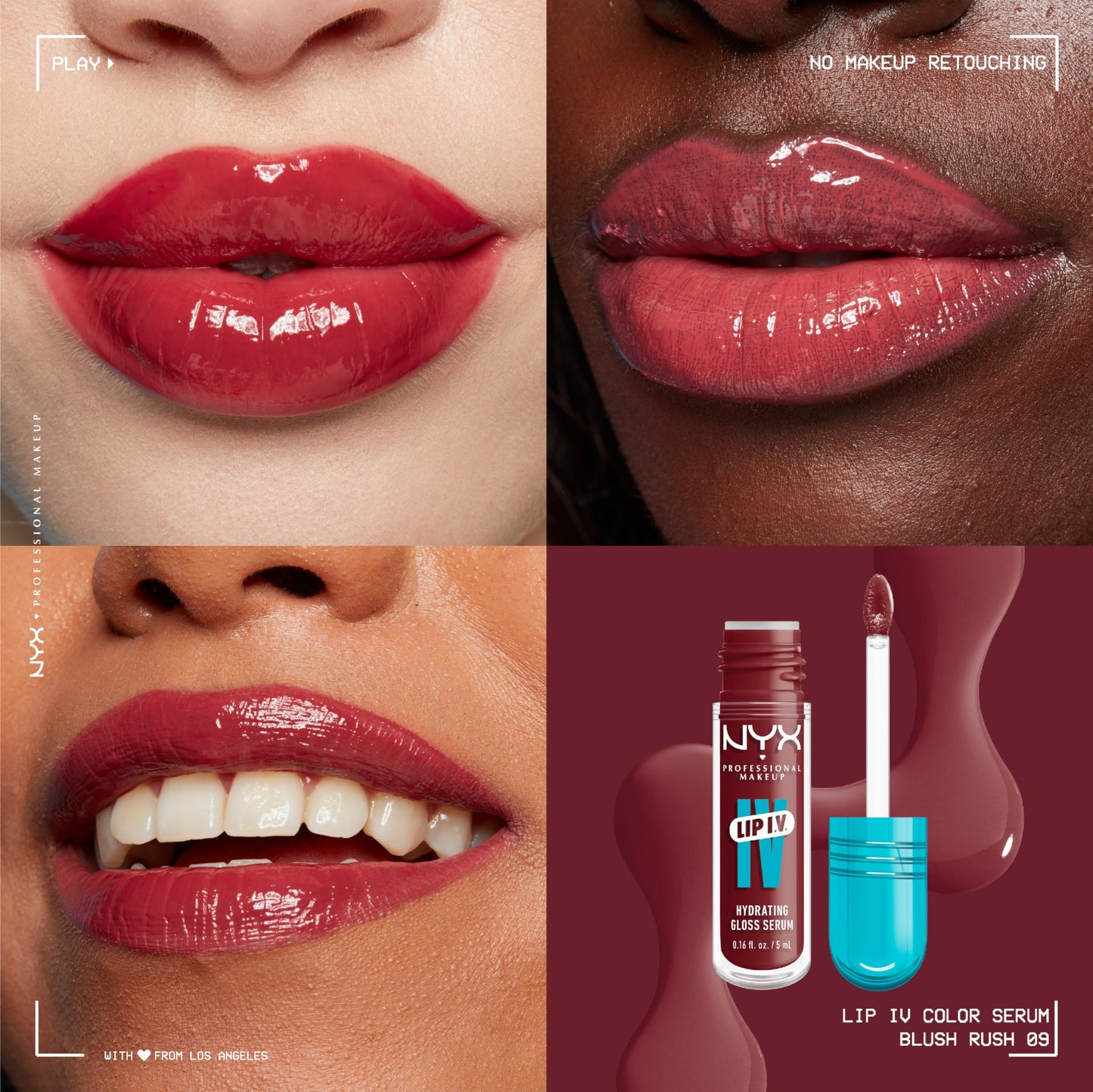 NYX PROFESSIONAL MAKEUP Lip IV Hydrating Glossy Lip Stain with 12HR Hydration - Blush Rush (Pink) Beauty & Personal Care NYX PROFESSIONAL MAKEUP