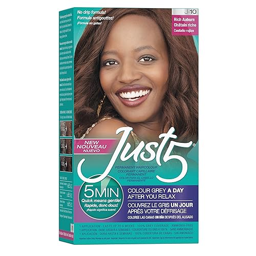 Just 5 Women's 5 Minute Permanent Hair Color with Conditioner, Grey Hair Coloring for Women - Rich Auburn Beauty & Personal Care Just 5