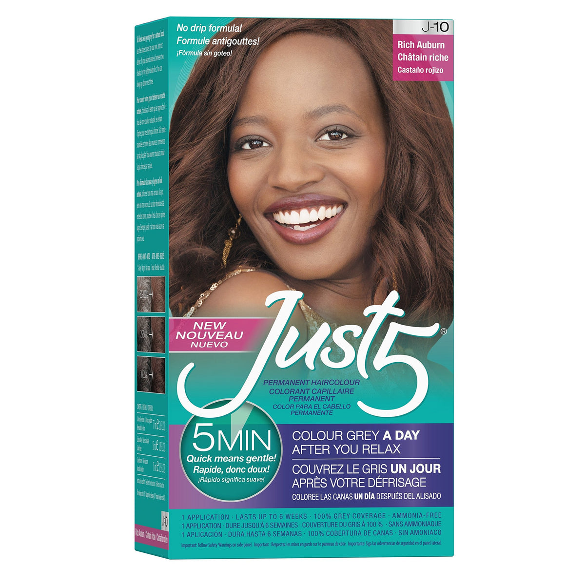 Just 5 Women's 5 Minute Permanent Hair Color with Conditioner, Grey Hair Coloring for Women - Rich Auburn Beauty & Personal Care Just 5