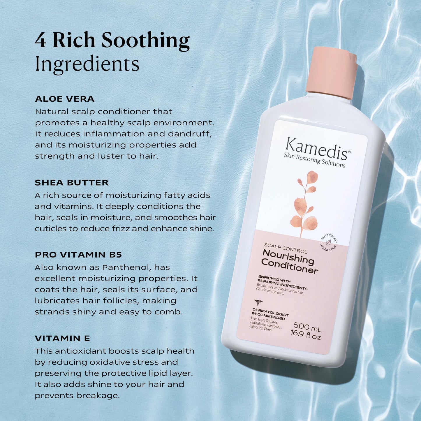 KAMEDIS Hair Conditioner Botanicals-Based. Moisturizer for Dry Damaged Hair & Sensitive Scalp. Contains Shea Butter, Coconut Oil & Argan Oil.16.9 Fl Beauty & Personal Care KAMEDIS