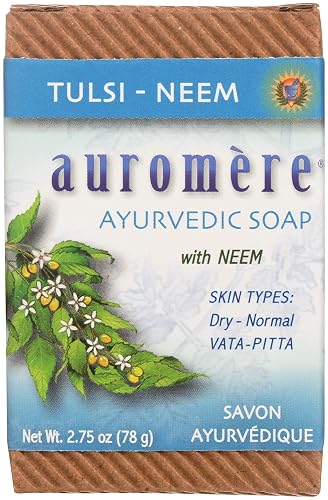 Auromere Ayurvedic Bar Soap, Tulsi Neem - Eco Friendly, Handmade, Vegan, Cruelty Free, Natural, Non GMO (2.75 oz), 1 pack Beauty & Personal Care Auromere