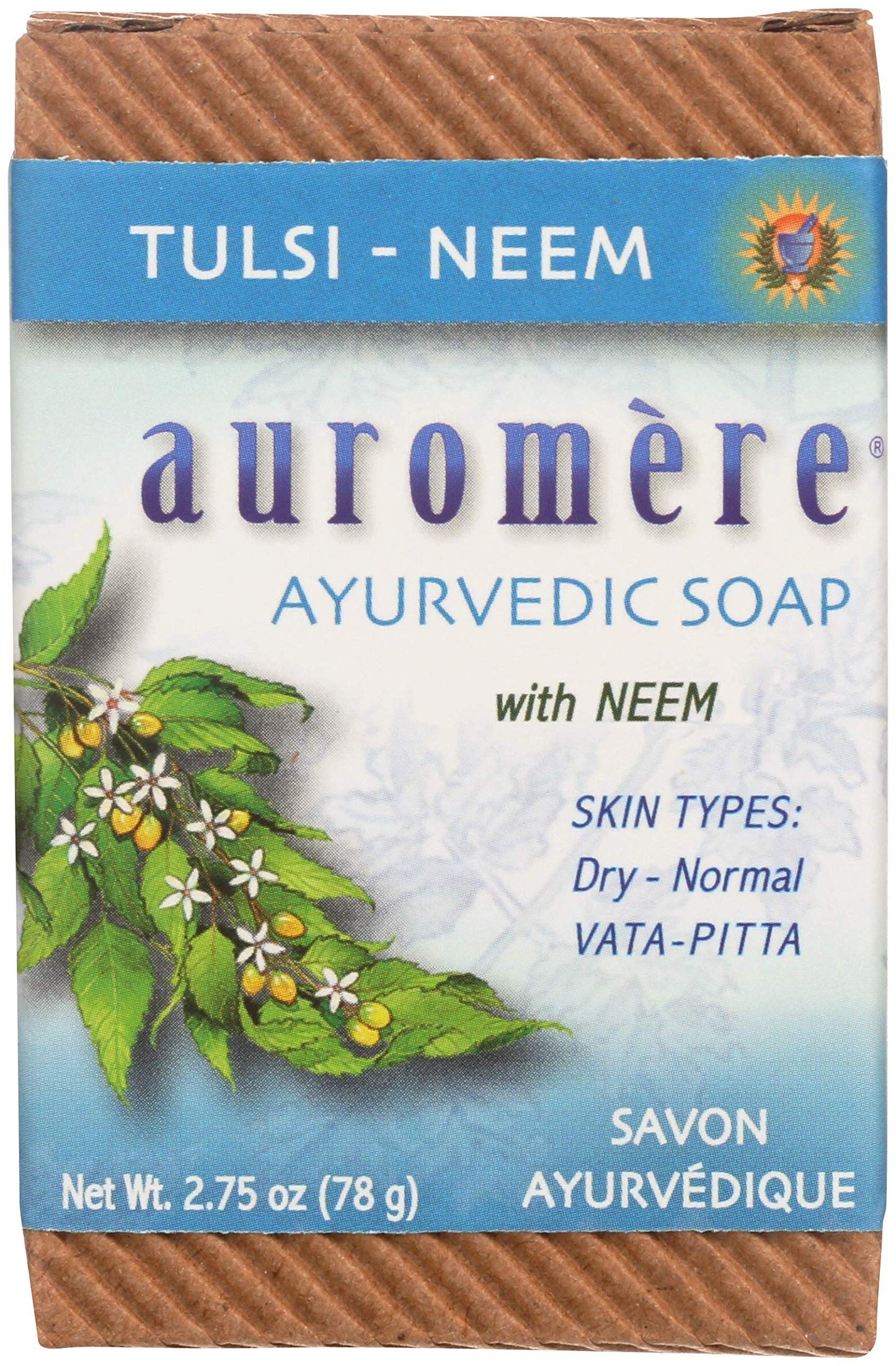Auromere Ayurvedic Bar Soap, Tulsi Neem - Eco Friendly, Handmade, Vegan, Cruelty Free, Natural, Non GMO (2.75 oz), 1 pack Beauty & Personal Care Auromere