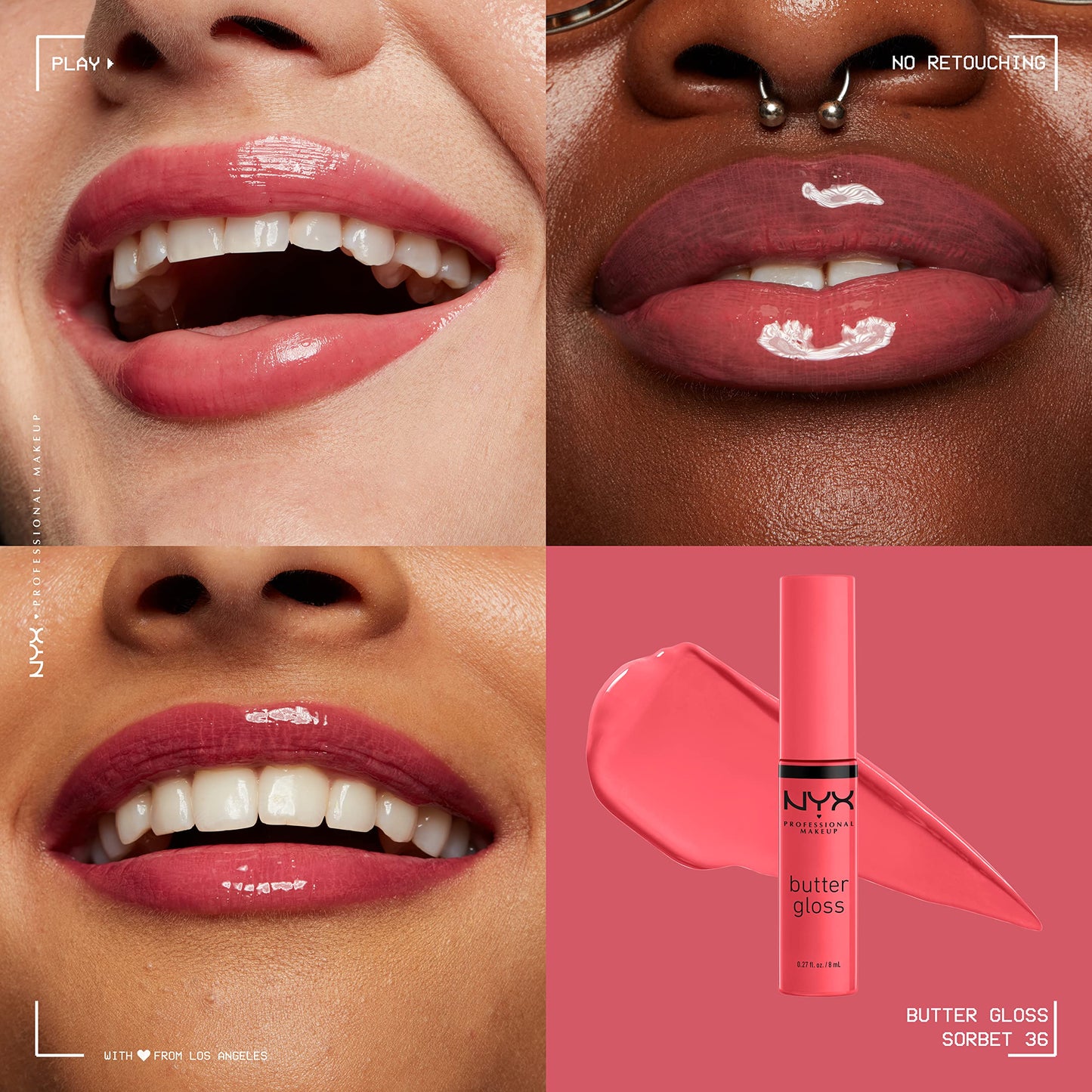 NYX PROFESSIONAL MAKEUP Butter Gloss, Non-Sticky Lip Gloss - Sorbet (Vibrant Coral) Beauty & Personal Care NYX PROFESSIONAL MAKEUP