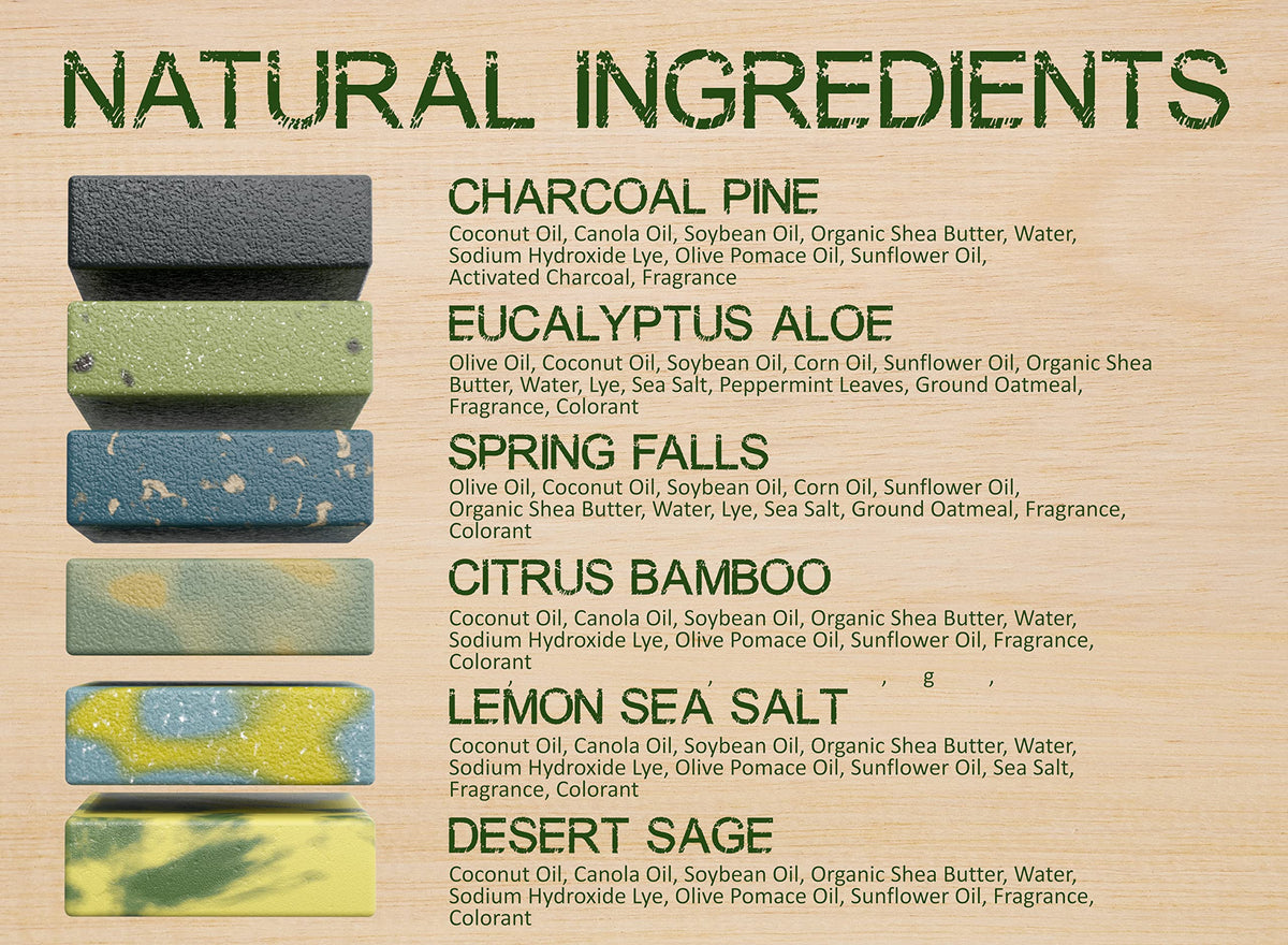 NATURAL AMERICAN ELEMENTS Men's Bar Soap - Masculine Scents, 100% Natural Soap for Men - Essential Oils, Organic Shea Butter - Made in USA, Body Wash Beauty & Personal Care NATURAL AMERICAN