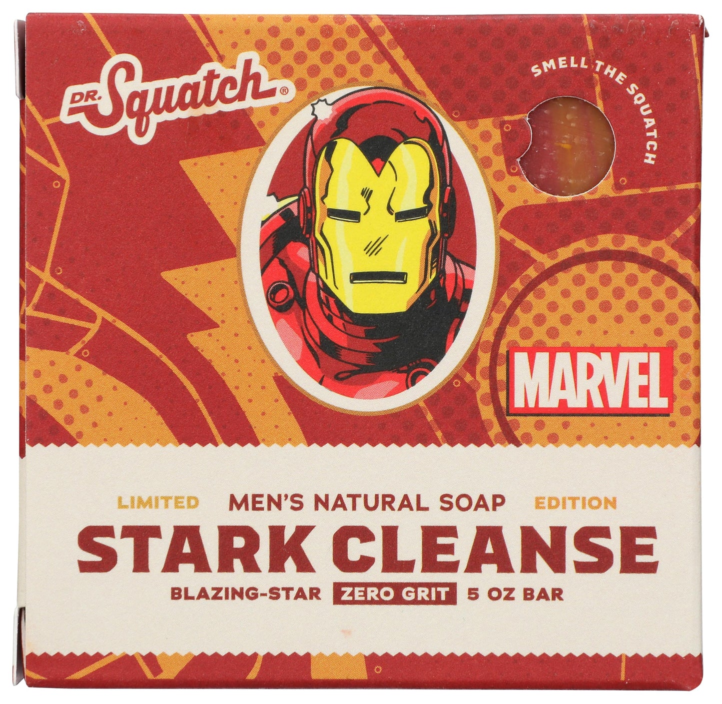 Dr. Squatch All Natural Men's Soap Bar Marvel Stark Cleanse Ironman Limted Edition with Zero Grit Blazing-Star 5oz with Natural Oils Beauty & Personal Care Dr. Squatch