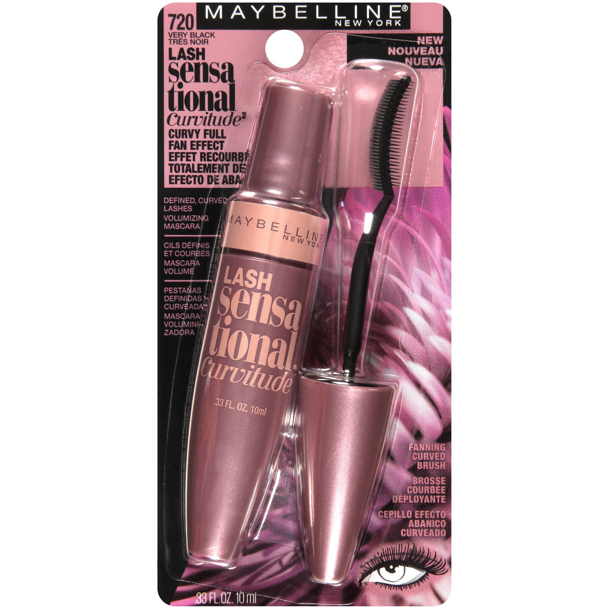 Maybelline New York Lash Sensational Curvitude Washable Mascara, Brownish Black, 0.33 fl. oz.