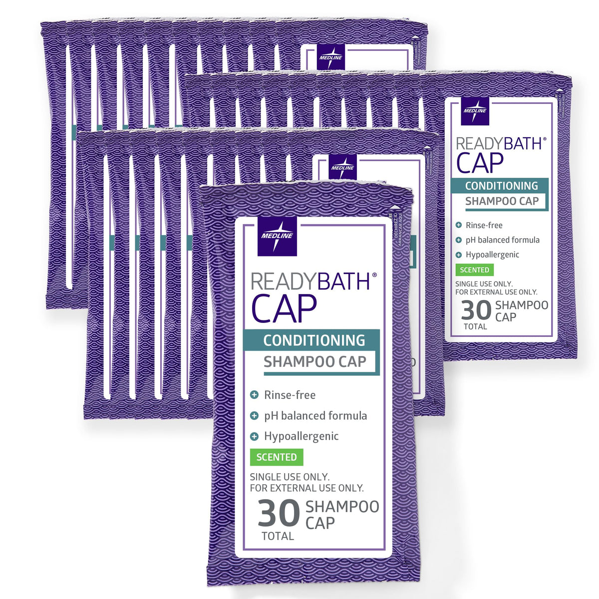 Medline ReadyBath Scented Rinse-Free Shampoo Cap with Conditioner, 30 Count Beauty & Personal Care Medline