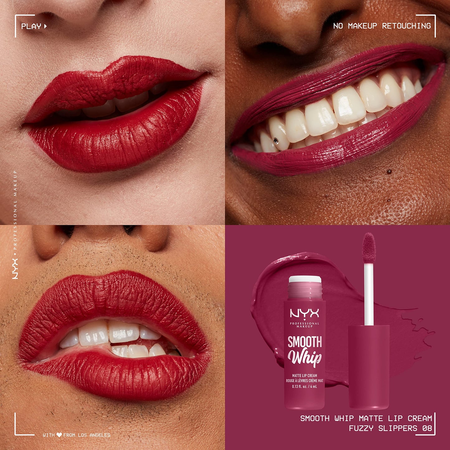 NYX PROFESSIONAL MAKEUP Smooth Whip Matte Lip Cream, Long Lasting, Moisturizing, Vegan Liquid Lipstick - Fuzzy Slippers (Warm Plum) Beauty & Personal Care NYX PROFESSIONAL MAKEUP