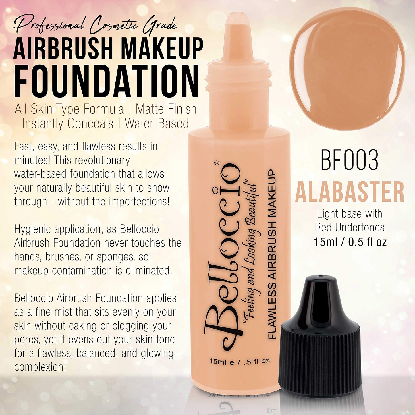 Belloccio's Professional Cosmetic Airbrush Makeup Foundation 1/2oz Bottle: Alabaster Beauty & Personal Care Belloccio