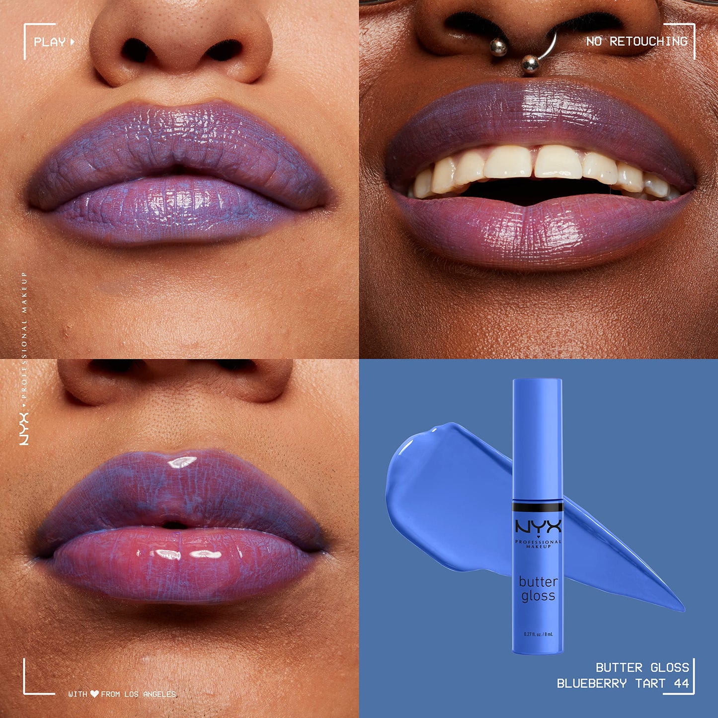 NYX PROFESSIONAL MAKEUP Butter Gloss, Non-Sticky Lip Gloss - Blueberry Tart (Periwinkle Blue) Beauty & Personal Care NYX PROFESSIONAL MAKEUP