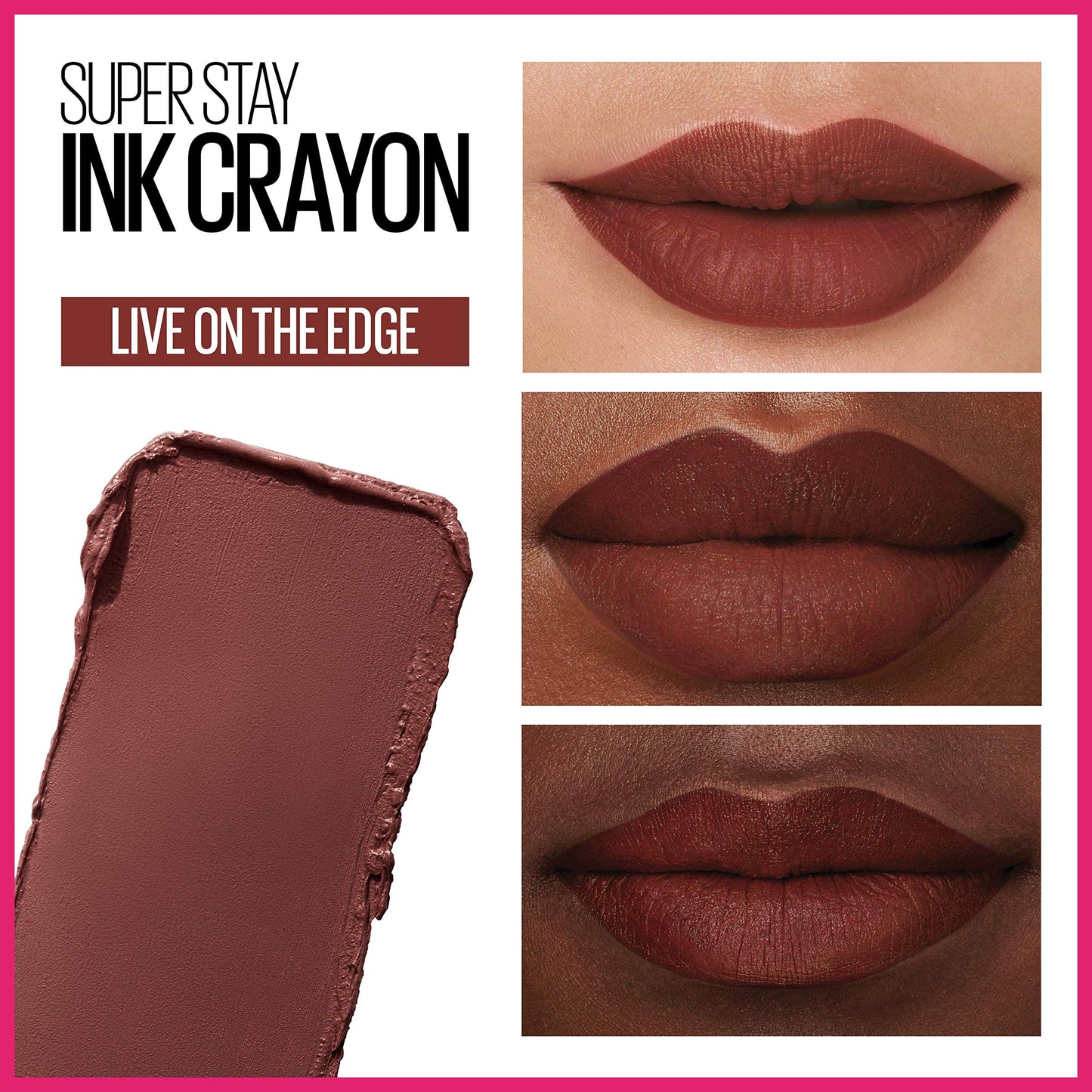 Maybelline Super Stay Ink Crayon Lipstick Makeup, Precision Tip Matte Lip Crayon with Built-in Sharpener, Longwear Up To 8Hrs, Live On The Edge, Beauty & Personal Care MAYBELLINE