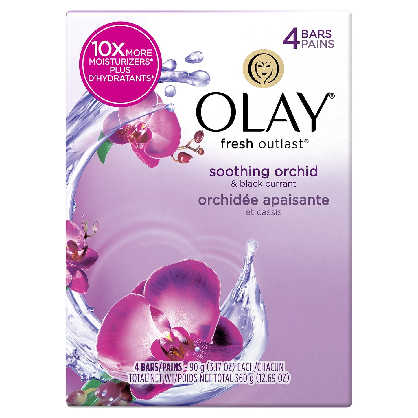 Olay Fresh Outlast Soothing Currant Beauty Bar, Orchid and Black, 4 Count, Packaging May Vary Beauty & Personal Care Olay
