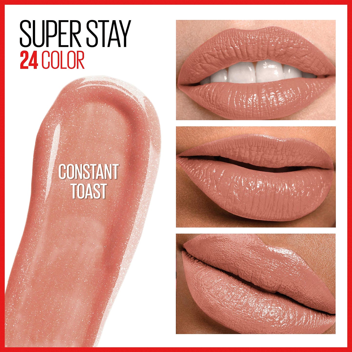 Maybelline Super Stay 24, 2-Step Liquid Lipstick Makeup, Long Lasting Highly Pigmented Color with Moisturizing Balm, Constant Toast, Nude, 1 Count Beauty & Personal Care MAYBELLINE