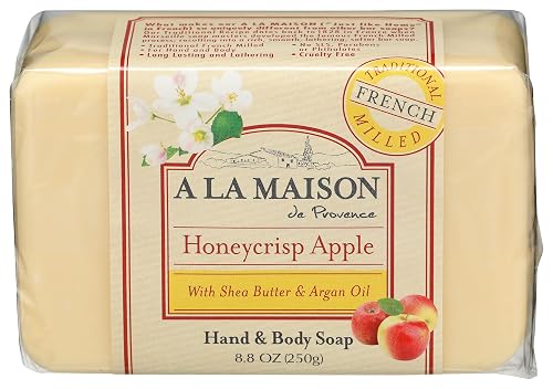 A LA MAISON Honey Apple Crisp Bar Soap - Triple French Milled Natural Moisturizing Hand Soap Bar (8.8 Oz, 1-Pack) Beauty & Personal Care A LA MAISON