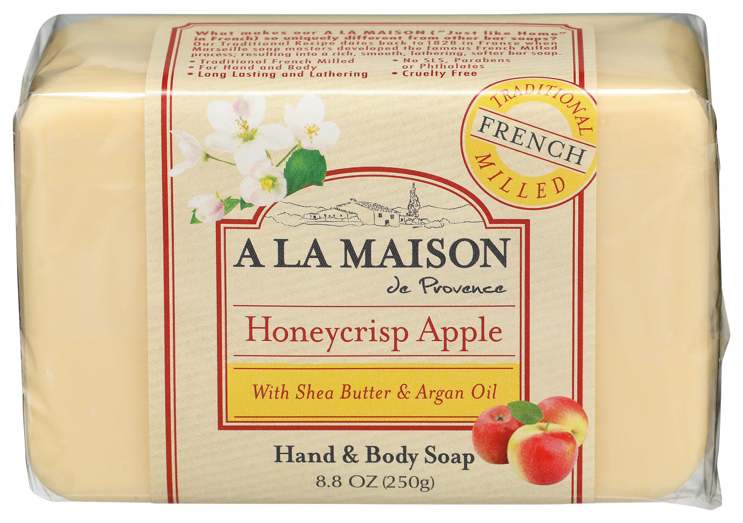 A LA MAISON Honey Apple Crisp Bar Soap - Triple French Milled Natural Moisturizing Hand Soap Bar (8.8 Oz, 1-Pack) Beauty & Personal Care A LA MAISON