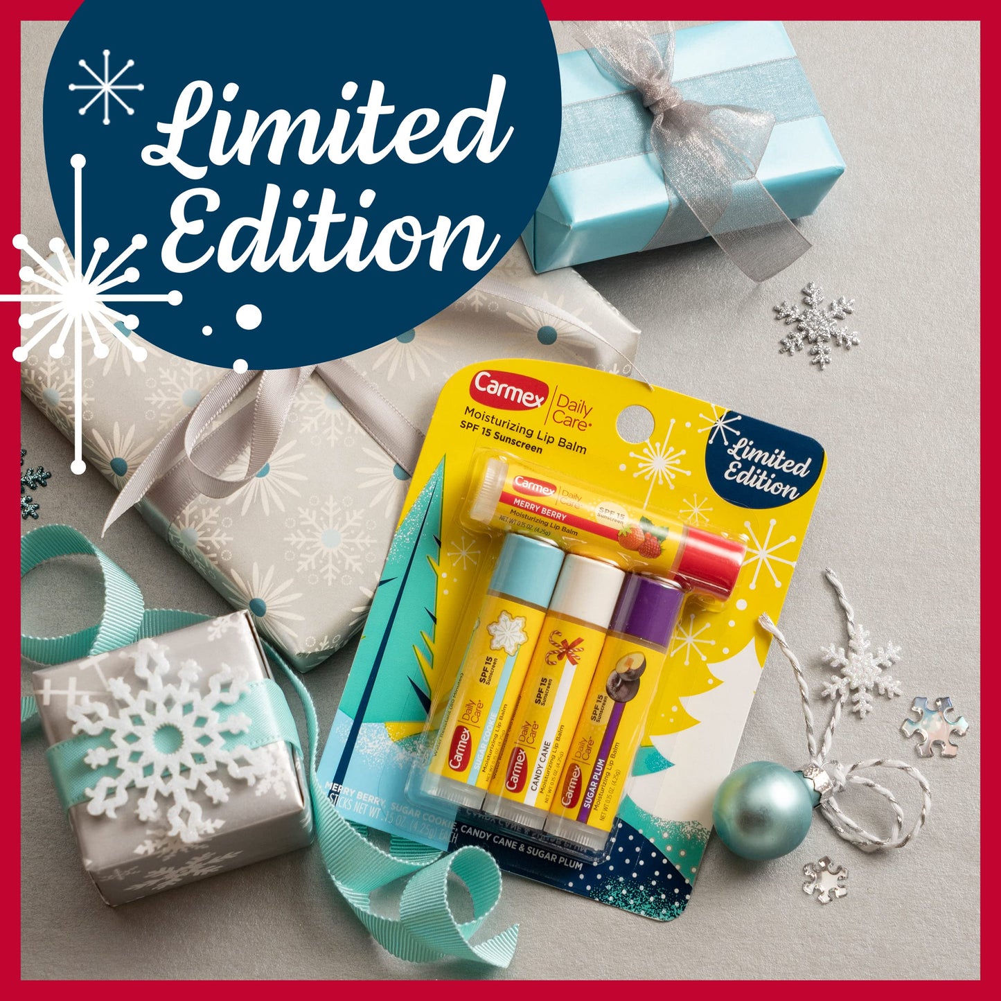 Carmex Daily Care Moisturizing Lip Balm Limited Edition Holiday Stick Pack in Sugar Plum, Candy Cane, Sugar Cookie and Merry Berry - 0.15 OZ each, 4 Beauty & Personal Care Carmex