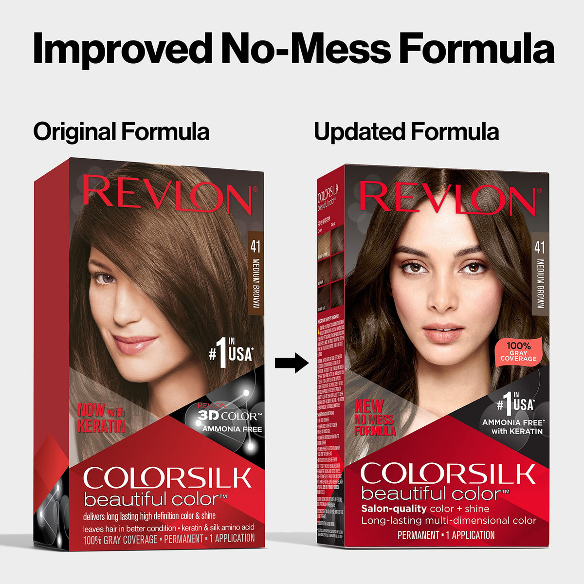 Revlon Colorsilk Beautiful Color, Permanent Hair Dye with Keratin, 100% Gray Coverage, Ammonia Free, 44 Medium Reddish Brown Beauty & Personal Care REVLON