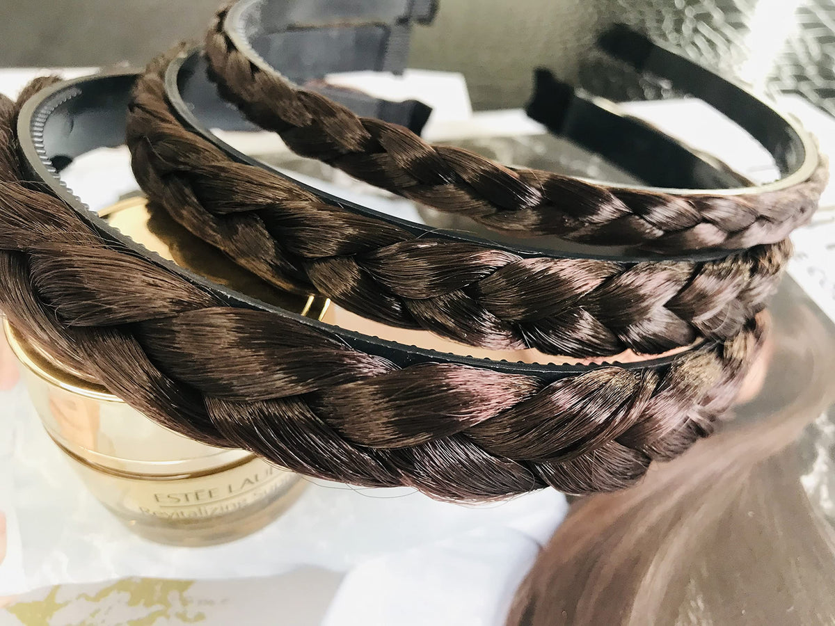 MeeTHan 3 PCS Headband Synthetic Hair Plaited Headband Braid Braided With Teeth Hair Band Accessories for Women Girl Wide 1 / 1.5 / 2.0 CM : H7