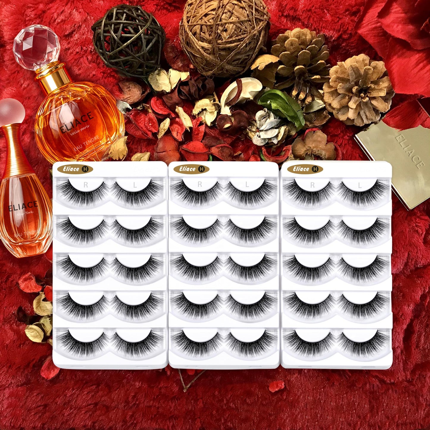 Eliace False Eyelashes Natural look Cat Eye Lashes Wispy Strips 3D Mink Lashes 13MM,15 Pairs Fake Eyelashes Faux Fluffy, Winged Fox Eyelashes, Soft Beauty & Personal Care Eliace