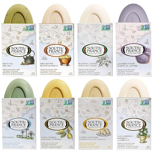 South Of France Natural Body Care Triple Milled Large 6OZ Bar Soap (Variety Pack 1, 8 Bars) Beauty & Personal Care South Of France
